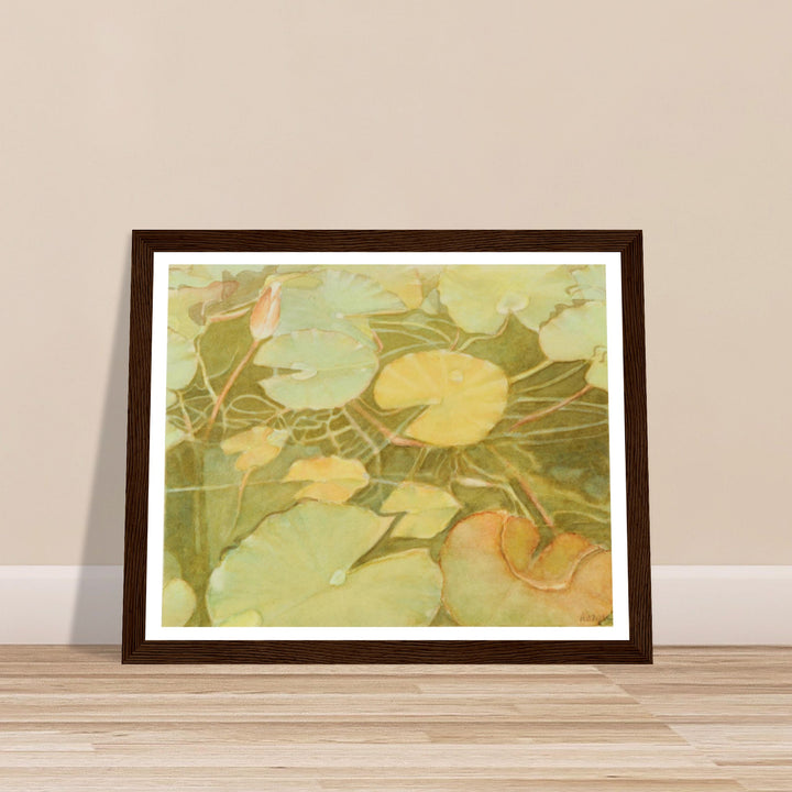 Ethereal Reflection: Serene Water Lilies in Soft Hues by Veronique Semple - Watercolor botanical nature print for home decor