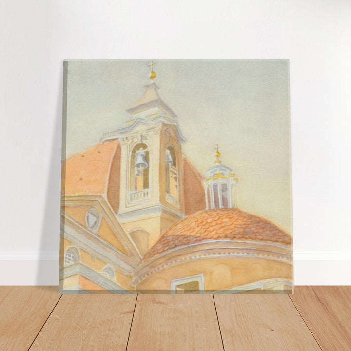 Soft Hues of Architectural Majesty: A Watercolor Elegance by Veronique Semple - Watercolor illustration print for home decor