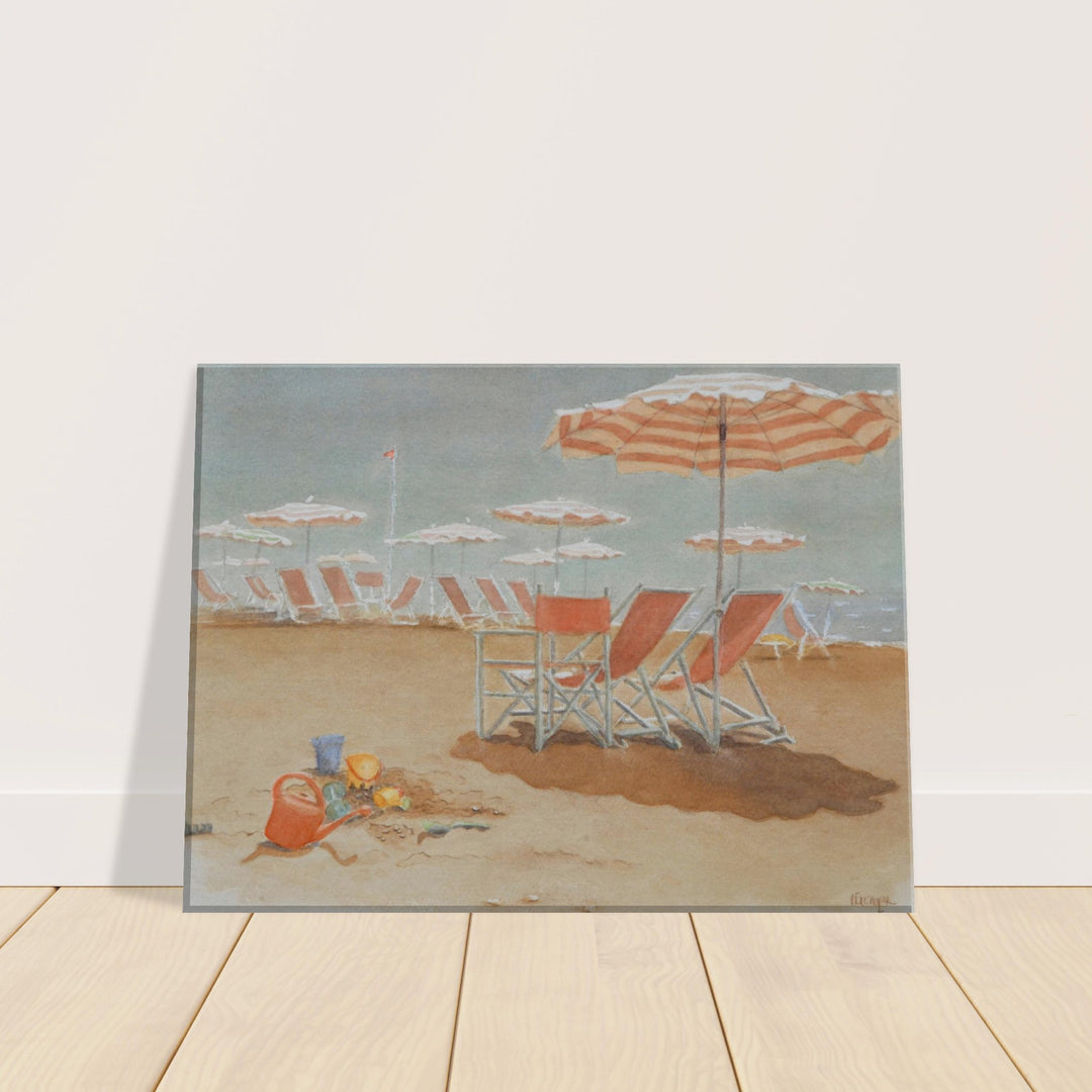 Sunlit Serenity: A Beach Retreat in Watercolor by Veronique Semple - Watercolor impressionism print for home decor