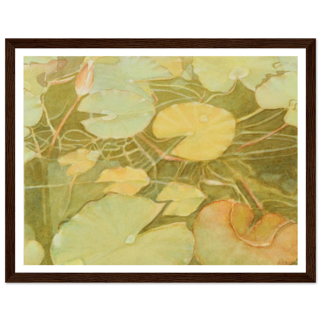 Ethereal Reflection: Serene Water Lilies in Soft Hues by Veronique Semple - Watercolor botanical nature print for home decor