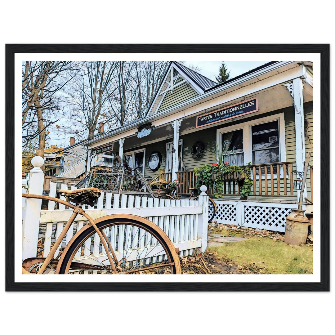 Charming Bakery Scene with Antique Bicycle in Bromont by Studio Shefford - Photo Art Composition wall art print