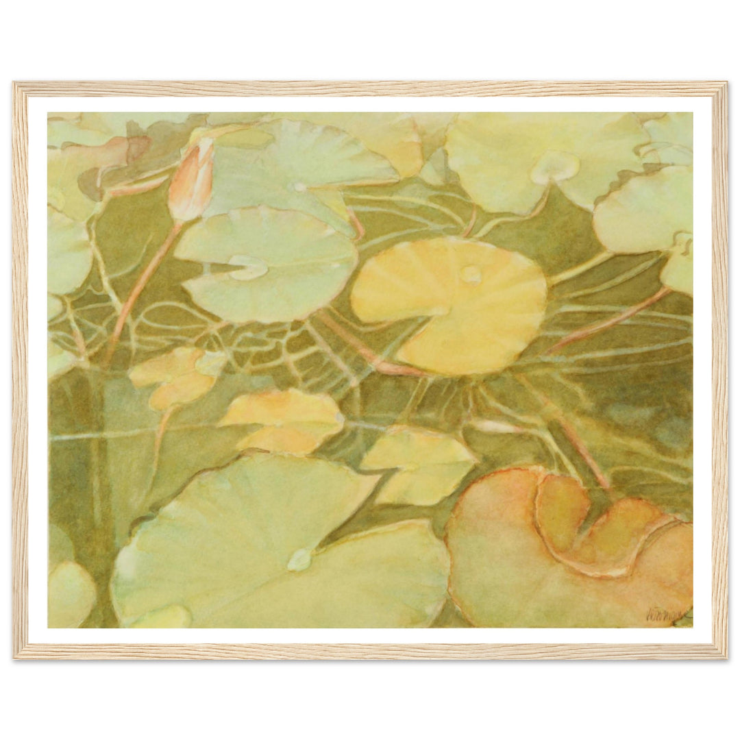 Ethereal Reflection: Serene Water Lilies in Soft Hues by Veronique Semple - Watercolor botanical nature print for home decor