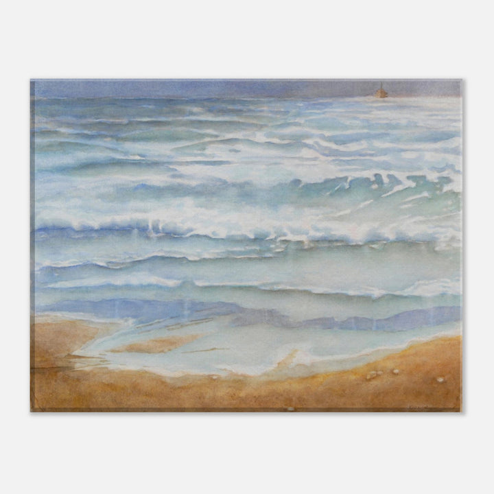 Serenity by the Shore: A Tranquil Watercolor Beachscape by Veronique Semple - Watercolor landscape print for home decor