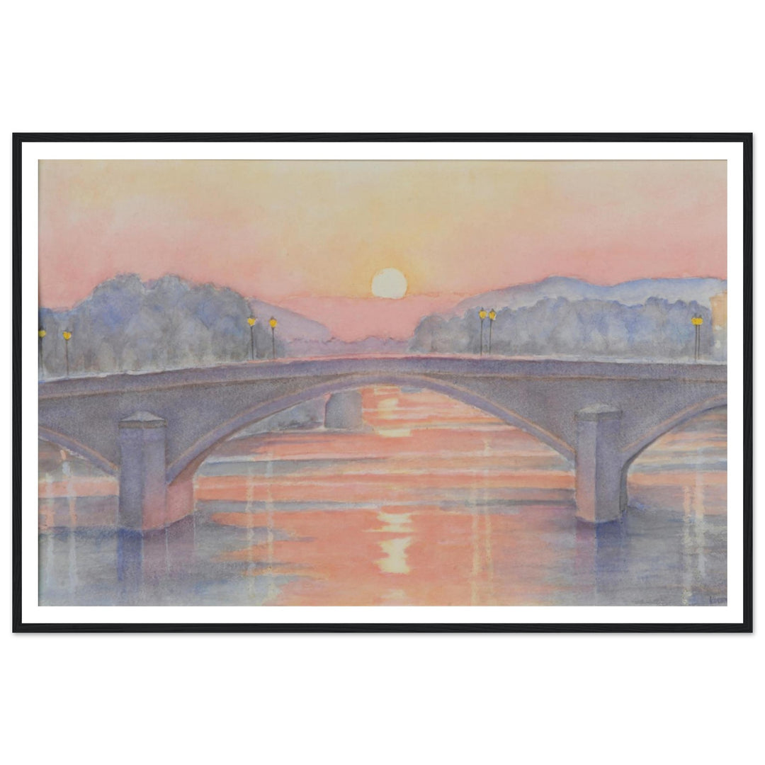 Serene Sunset Reflections Over Tranquil Waters by Veronique Semple - Watercolor impressionism print for home decor