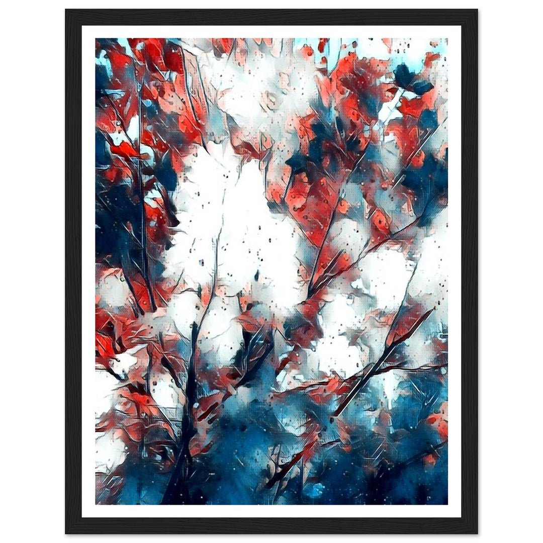 Vibrant Autumn Splendor: Red Trees in Fall by Studio Shefford - Photo Art Composition wall art print