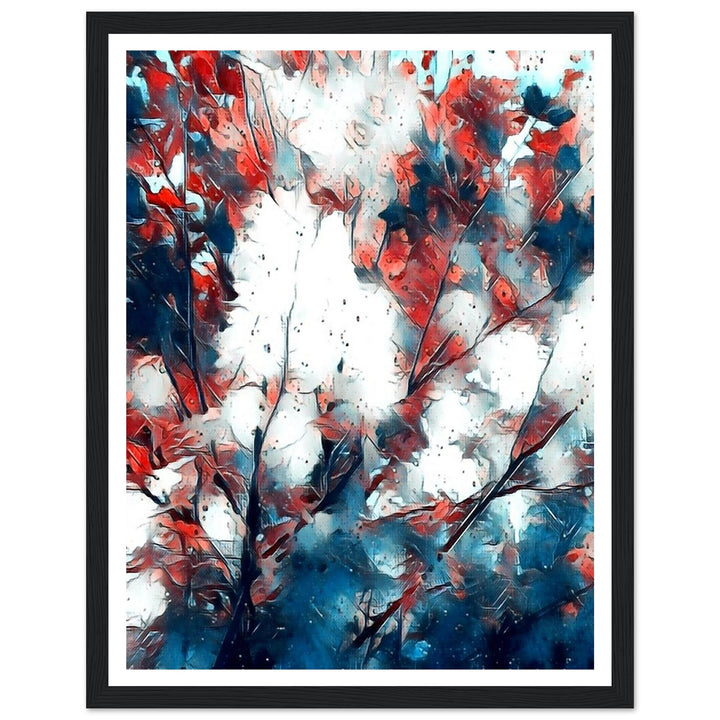 Vibrant Autumn Splendor: Red Trees in Fall by Studio Shefford - Photo Art Composition wall art print