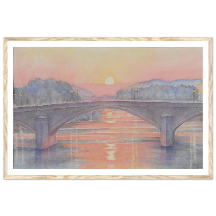Serene Sunset Reflections Over Tranquil Waters by Veronique Semple - Watercolor impressionism print for home decor