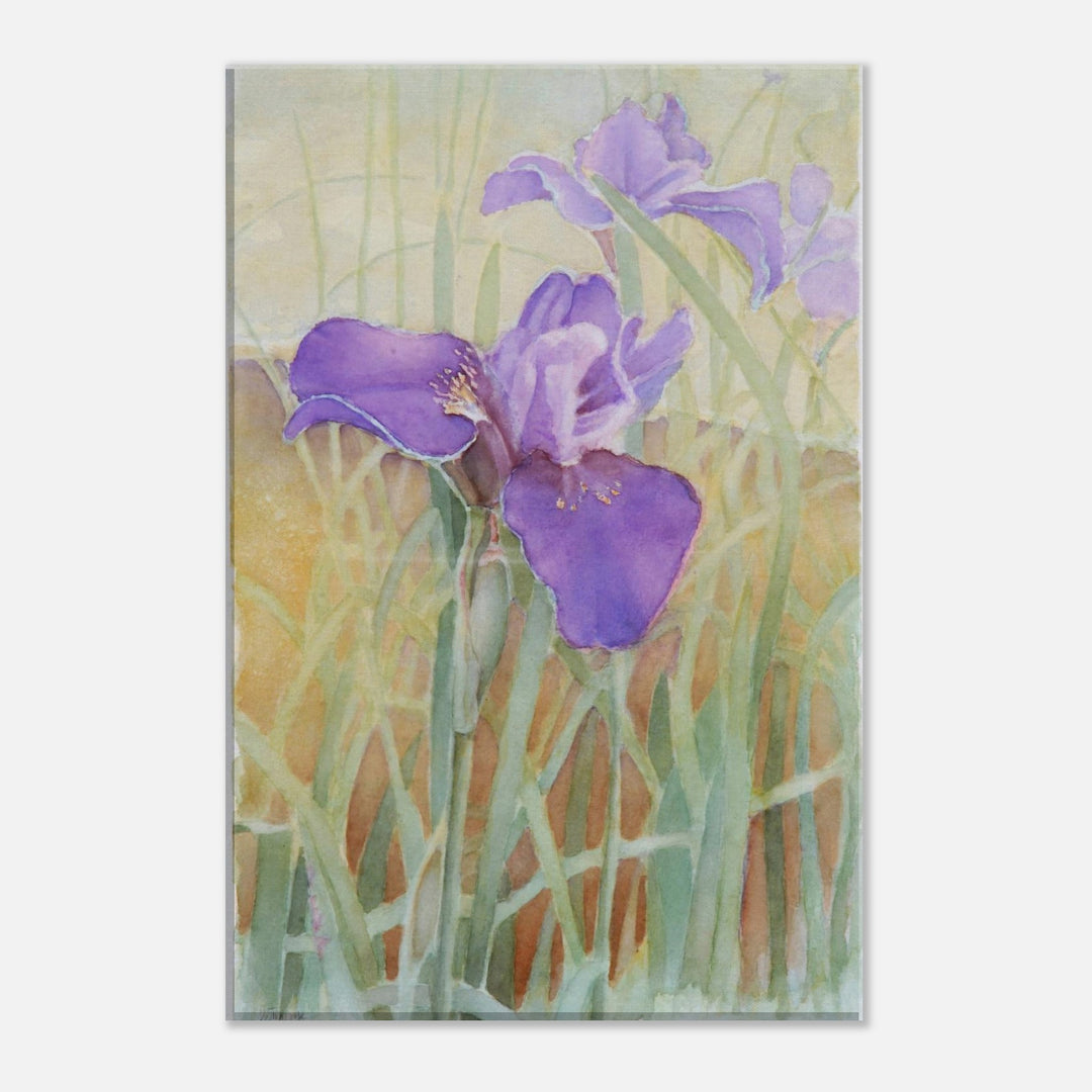 Vibrant Purple Irises Watercolor Wall Art for Home Decor by Veronique Semple - Watercolor botanical print for home decor