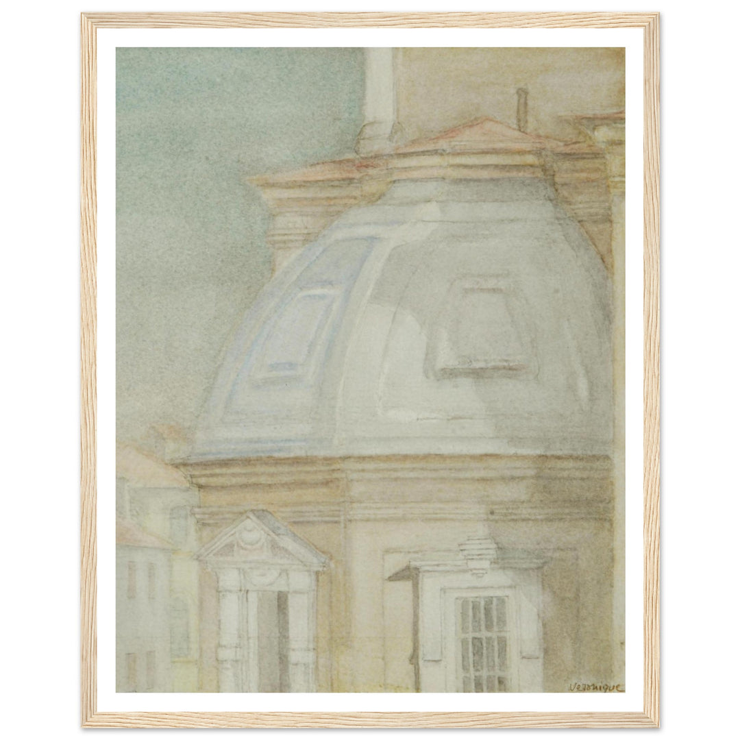 Ethereal Harmony: A Watercolor View of Timeless Architecture by Veronique Semple - Watercolor wall art print