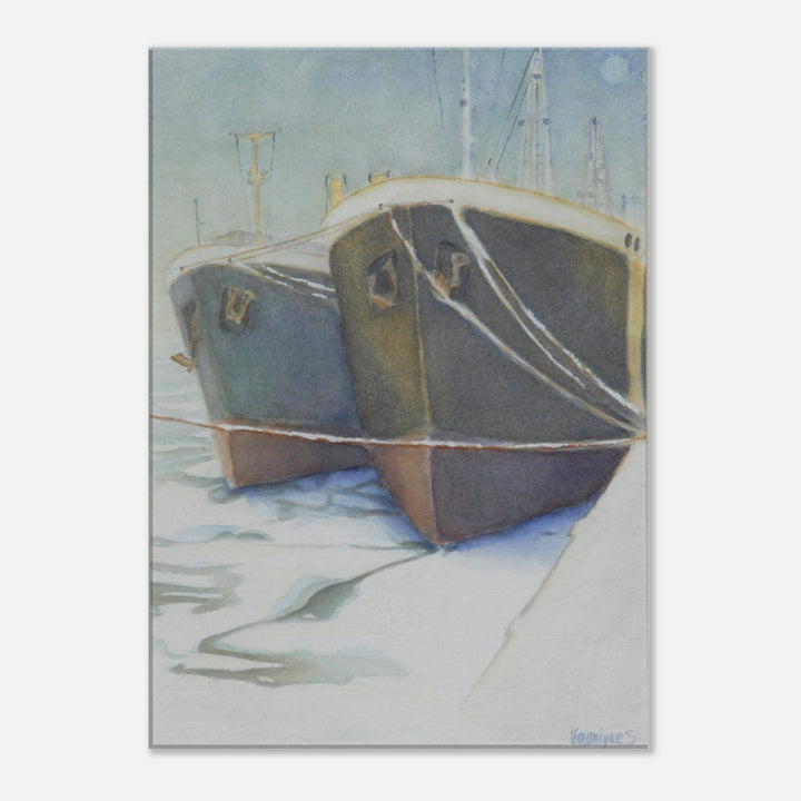 Explore tranquil harbor reflections captured in delicate watercolors, perfect for enhancing your living space with serene beauty.