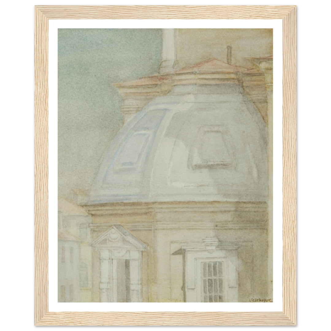 Ethereal Harmony: A Watercolor View of Timeless Architecture by Veronique Semple - Watercolor wall art print