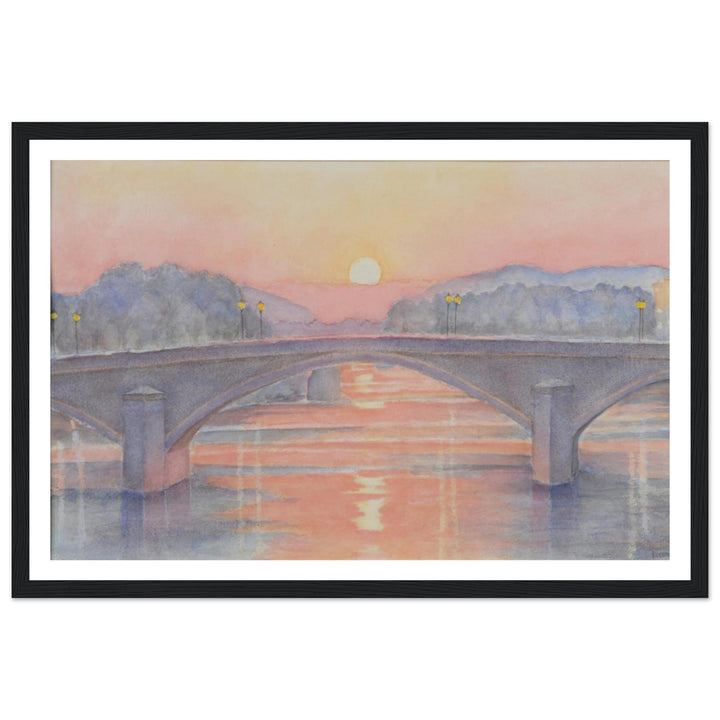 Serene Sunset Reflections Over Tranquil Waters by Veronique Semple - Watercolor impressionism print for home decor