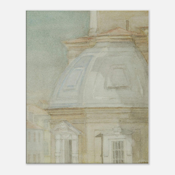 Ethereal Harmony: A Watercolor View of Timeless Architecture by Veronique Semple - Watercolor landscape print for home decor