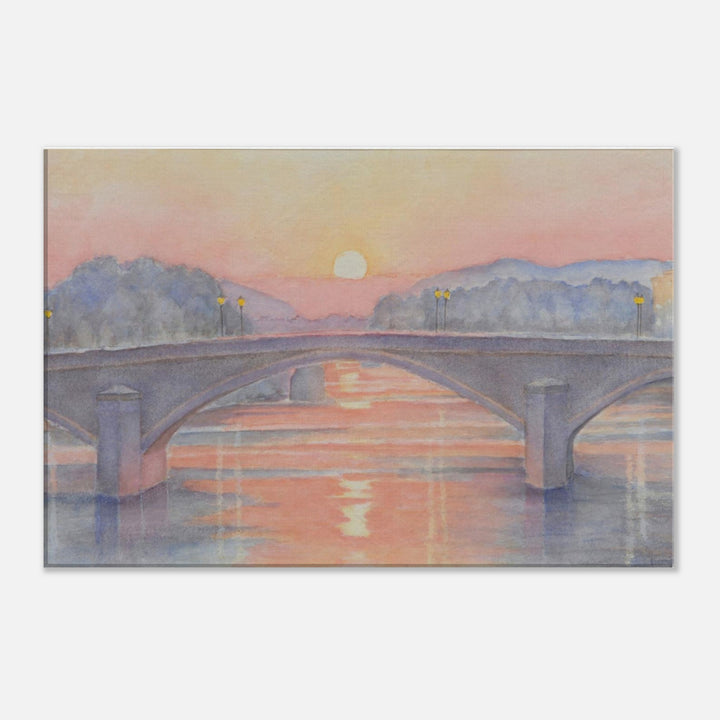 Serene Sunset Reflections Over Tranquil Waters by Veronique Semple - Watercolor impressionism print for home decor