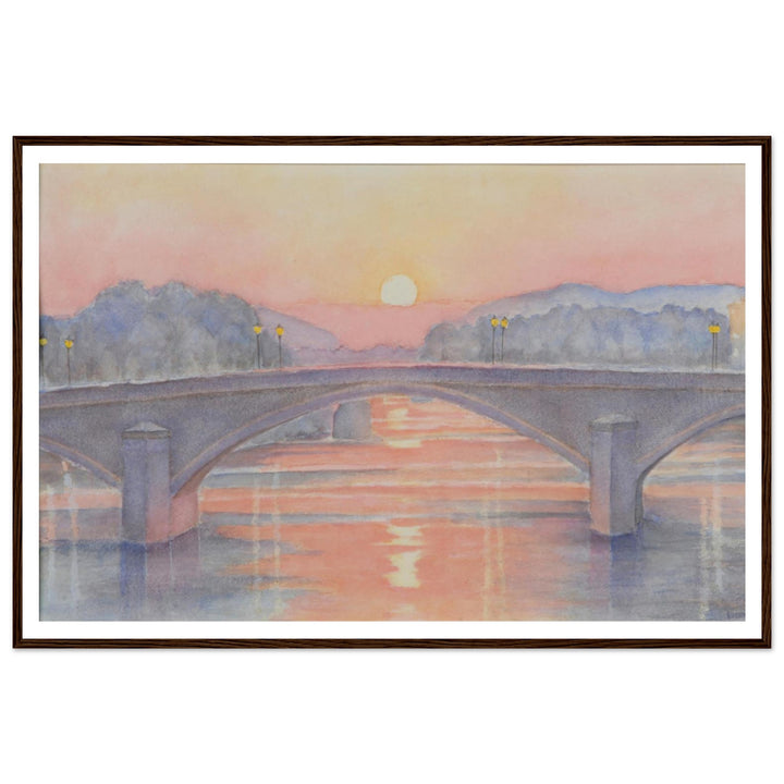 Serene Sunset Reflections Over Tranquil Waters by Veronique Semple - Watercolor impressionism print for home decor