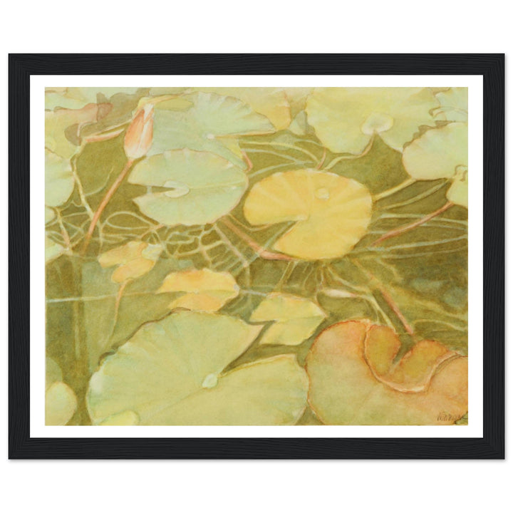 Ethereal Reflection: Serene Water Lilies in Soft Hues by Veronique Semple - Watercolor botanical nature print for home decor