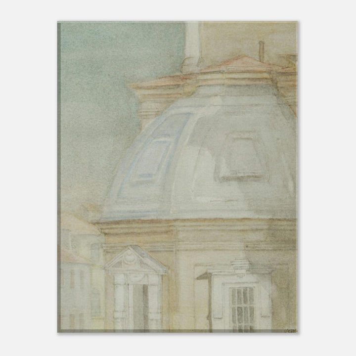 Ethereal Harmony: A Watercolor View of Timeless Architecture by Veronique Semple - Watercolor landscape print for home decor