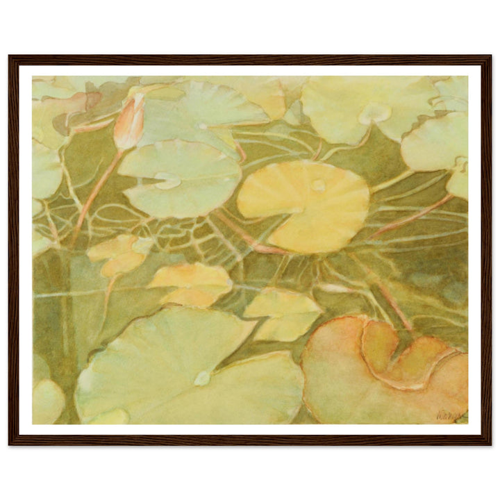 Ethereal Reflection: Serene Water Lilies in Soft Hues by Veronique Semple - Watercolor botanical nature print for home decor
