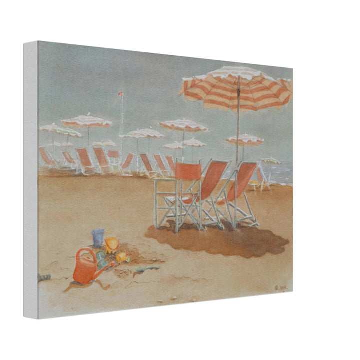 Sunlit Serenity: A Beach Retreat in Watercolor by Veronique Semple - Watercolor impressionism print for home decor