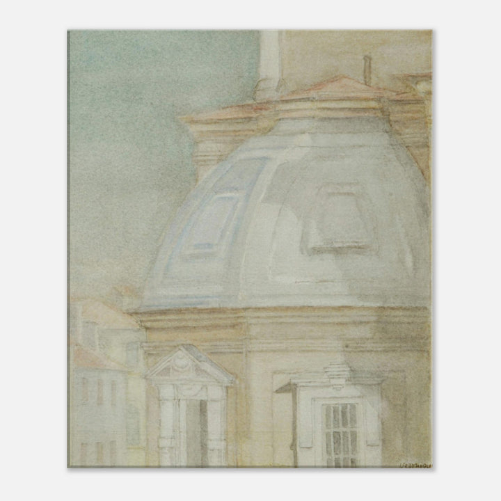 Ethereal Harmony: A Watercolor View of Timeless Architecture by Veronique Semple - Watercolor landscape print for home decor