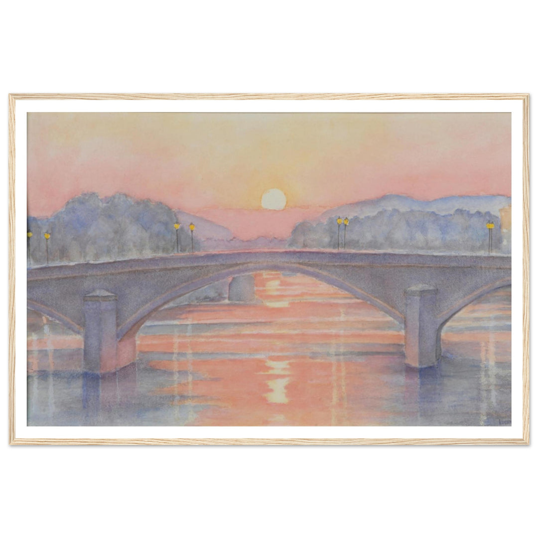 Serene Sunset Reflections Over Tranquil Waters by Veronique Semple - Watercolor impressionism print for home decor