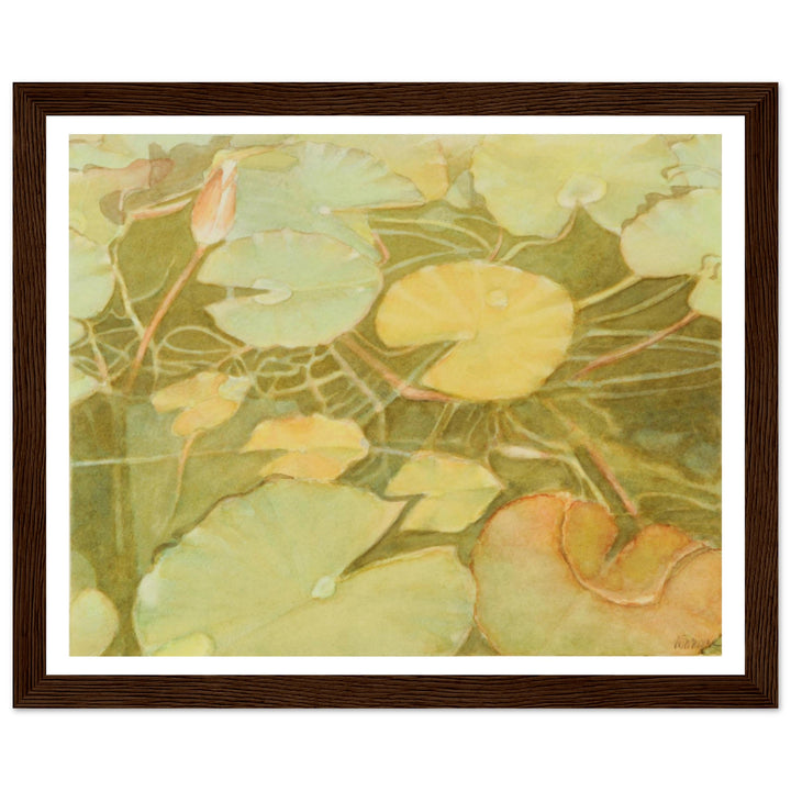 Ethereal Reflection: Serene Water Lilies in Soft Hues by Veronique Semple - Watercolor botanical nature print for home decor