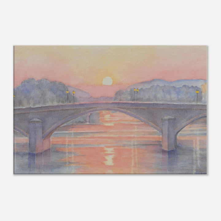 Serene Sunset Reflections Over Tranquil Waters by Veronique Semple - Watercolor impressionism print for home decor