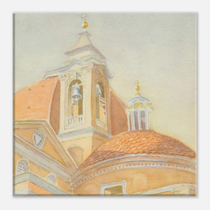 Soft Hues of Architectural Majesty: A Watercolor Elegance by Veronique Semple - Watercolor illustration print for home decor