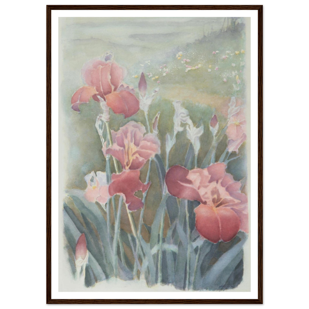 "Fuschia Velvet Dresses" Foggy Meadow Bloom Watercolor by Veronique Semple - Watercolor botanical/nature print for home decor