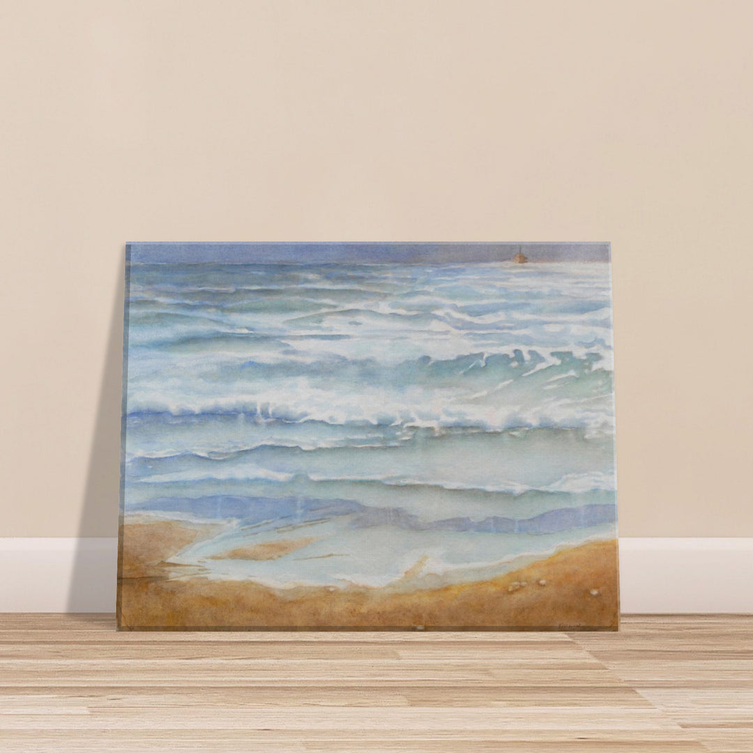 Serenity by the Shore: A Tranquil Watercolor Beachscape by Veronique Semple - Watercolor landscape print for home decor