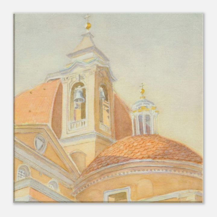 Soft Hues of Architectural Majesty: A Watercolor Elegance by Veronique Semple - Watercolor illustration print for home decor