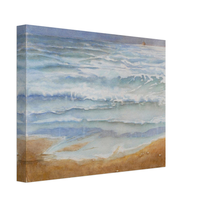 Serenity by the Shore: A Tranquil Watercolor Beachscape by Veronique Semple - Watercolor landscape print for home decor