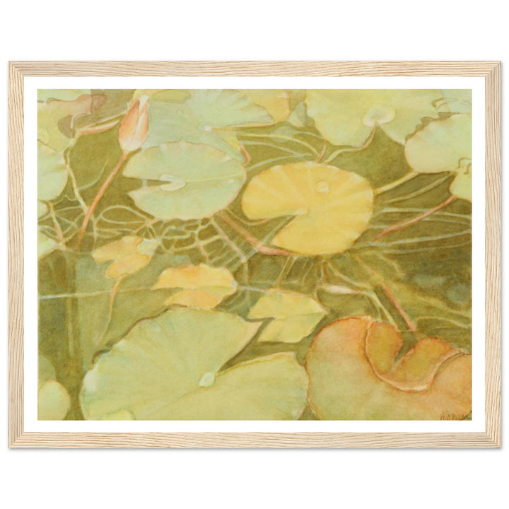 Ethereal Reflection: Serene Water Lilies in Soft Hues by Veronique Semple - Watercolor botanical nature print for home decor