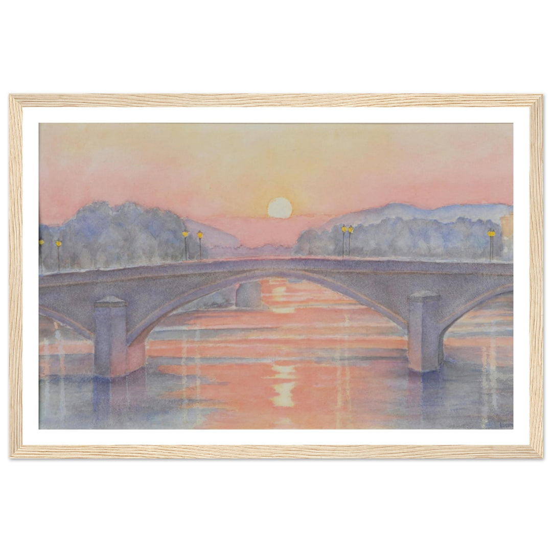 Serene Sunset Reflections Over Tranquil Waters by Veronique Semple - Watercolor impressionism print for home decor