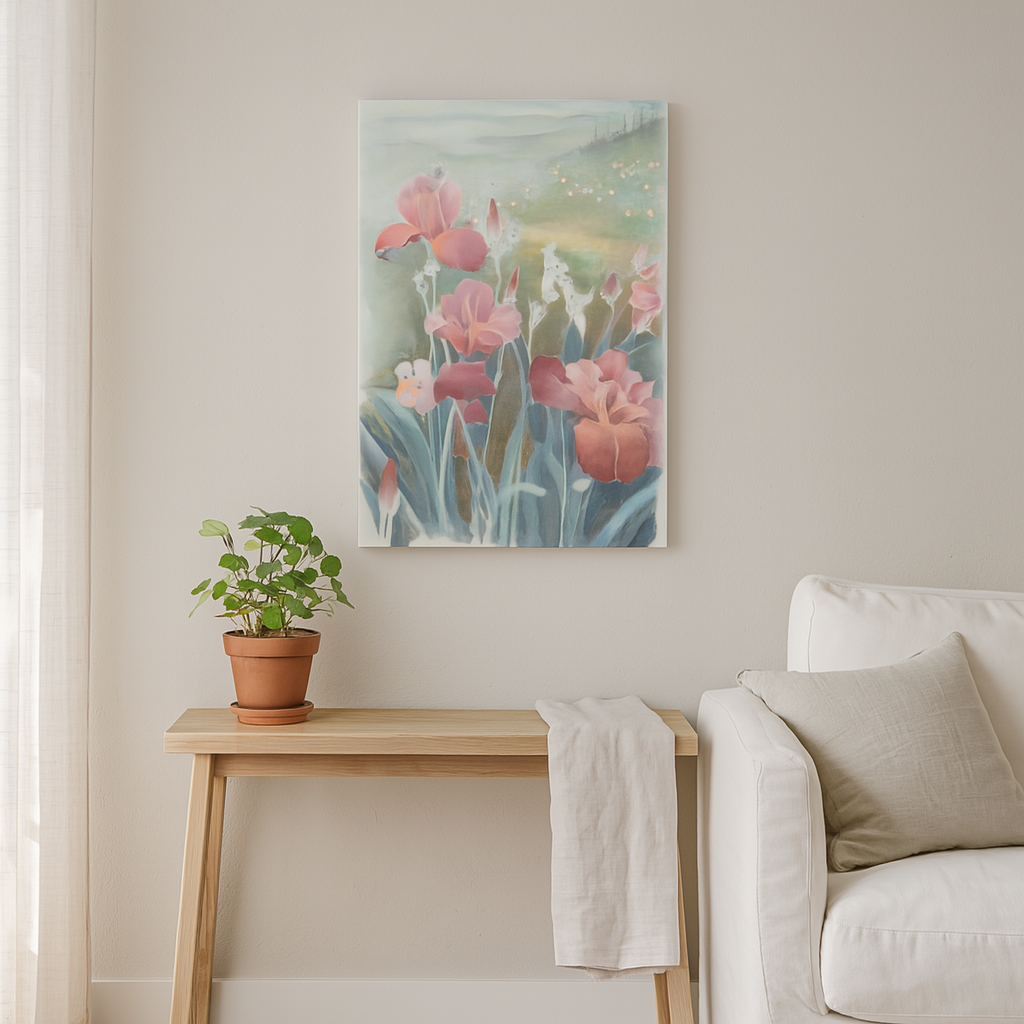 "Fuschia Velvet Dresses" Foggy Meadow Bloom Watercolor by Veronique Semple - Watercolor botanical/nature print for home decor