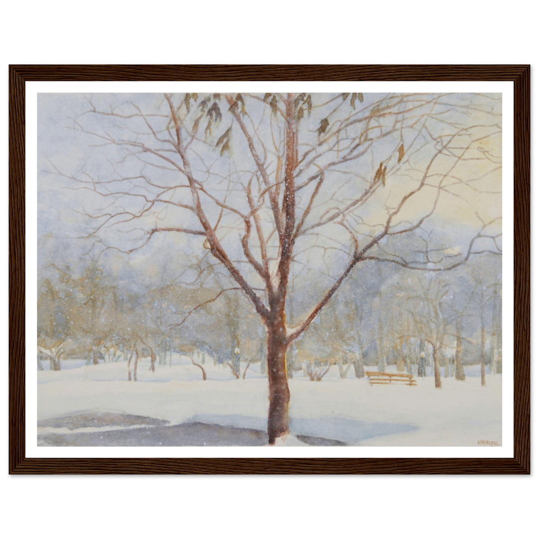 "The Silence of the Snow" Peaceful Winter Landscape Watercolor by Veronique Semple - Watercolor wall art print