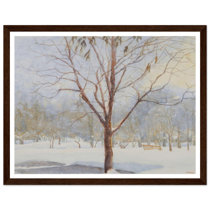 "The Silence of the Snow" Peaceful Winter Landscape Watercolor by Veronique Semple - Watercolor wall art print