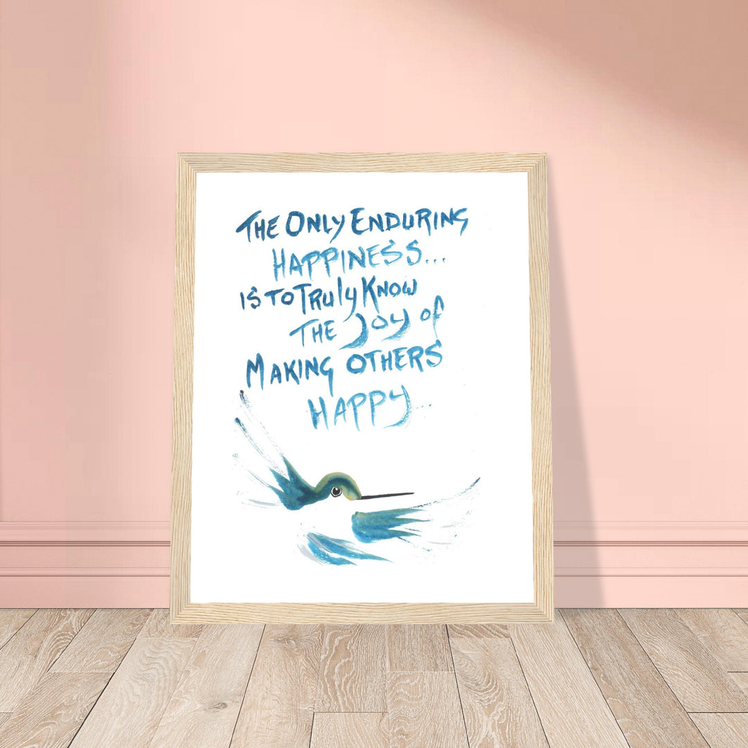 "Enduring Happiness" Watercolor Wall Art: Hummingbird Philosophy Series by Andrew Semple - Watercolor wall art print