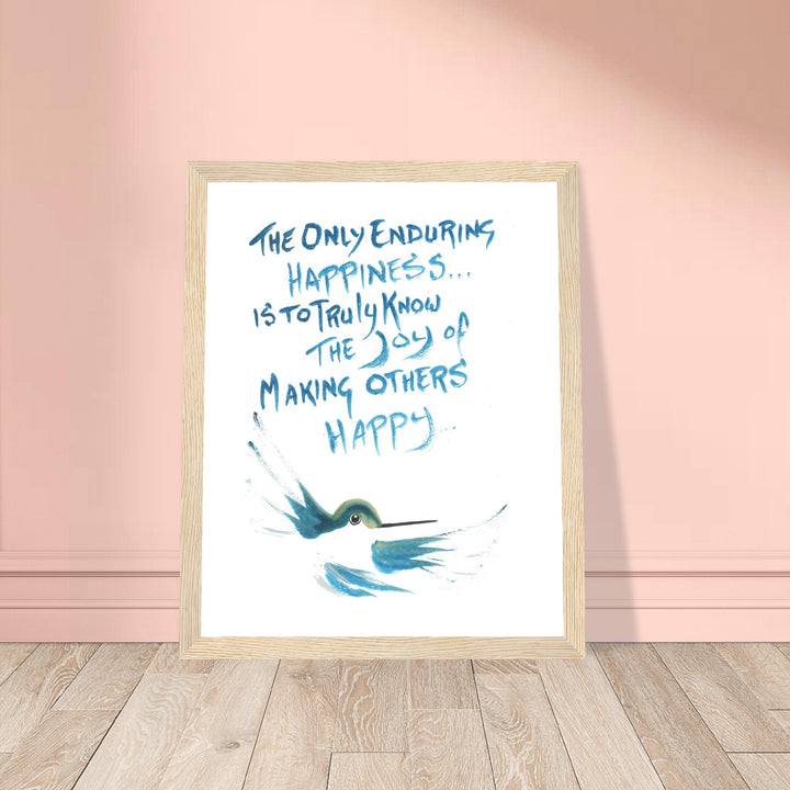 "Enduring Happiness" Watercolor Wall Art: Hummingbird Philosophy Series by Andrew Semple - Watercolor wall art print