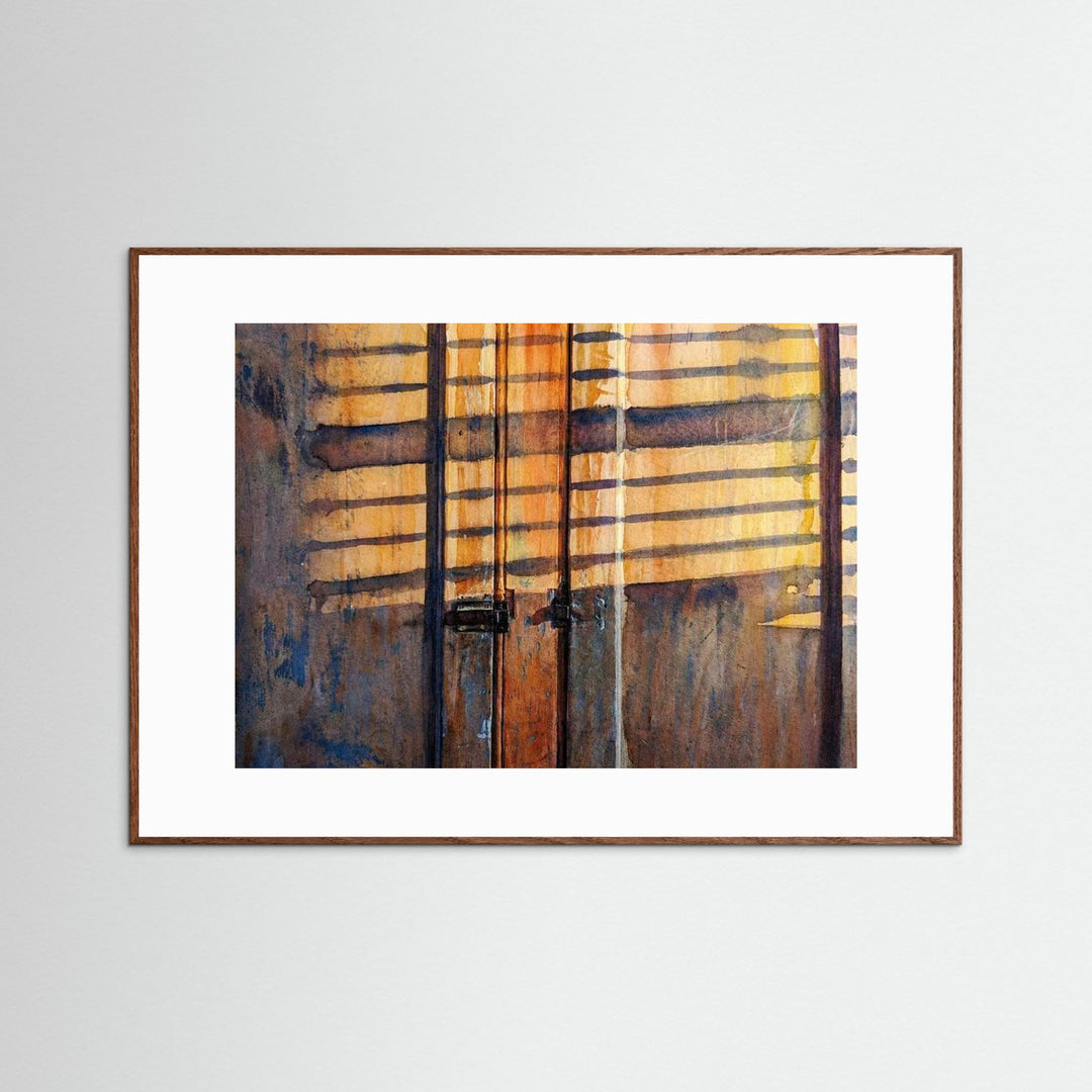 Sunlit Watercolor Art of Vintage Armoire by Studio Shefford - Photo Art Composition watercolor print for home decor