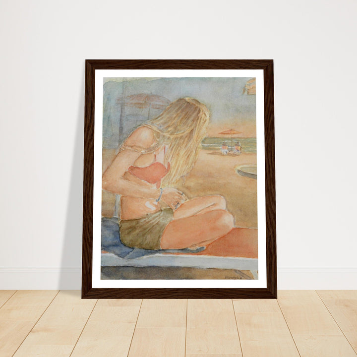 Sundown Serene Beach Watercolor Art Print by Veronique Semple - Watercolor portraiture print for home decor