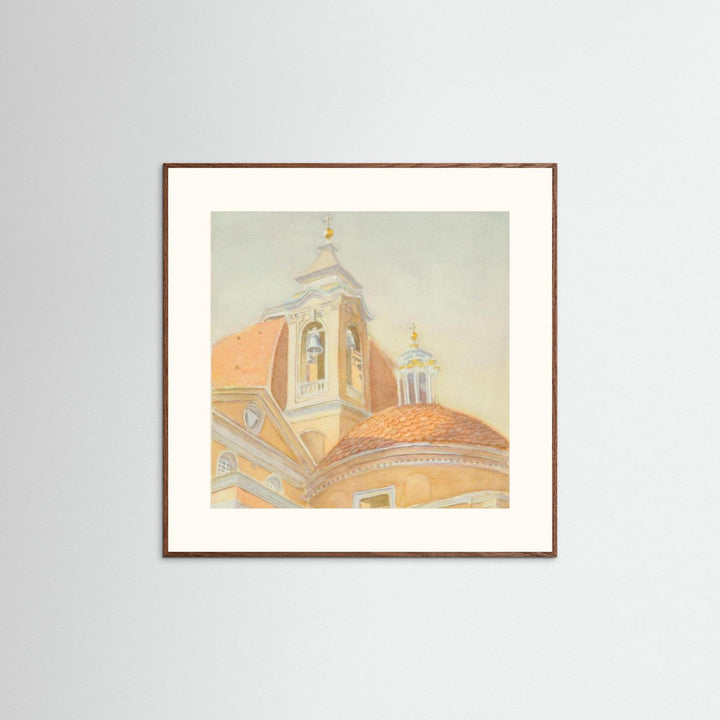 "Bell Tower of San Lorenzo" Majestic Tuscan Watercolor - Art Print Custom Framed Options