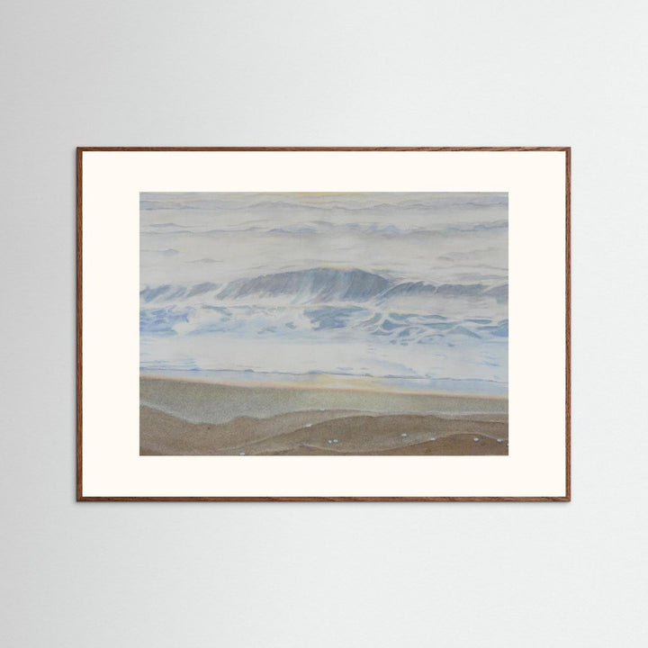 "February" Serene Coastal Watercolor Art Print -  Custom Framed Options