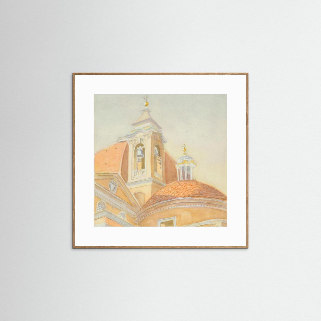 "Bell Tower of San Lorenzo" Majestic Tuscan Watercolor - Art Print Custom Framed Options