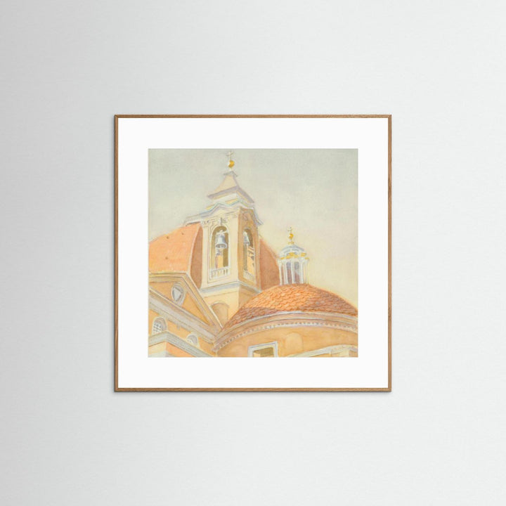 "Bell Tower of San Lorenzo" Majestic Tuscan Watercolor - Art Print Custom Framed Options
