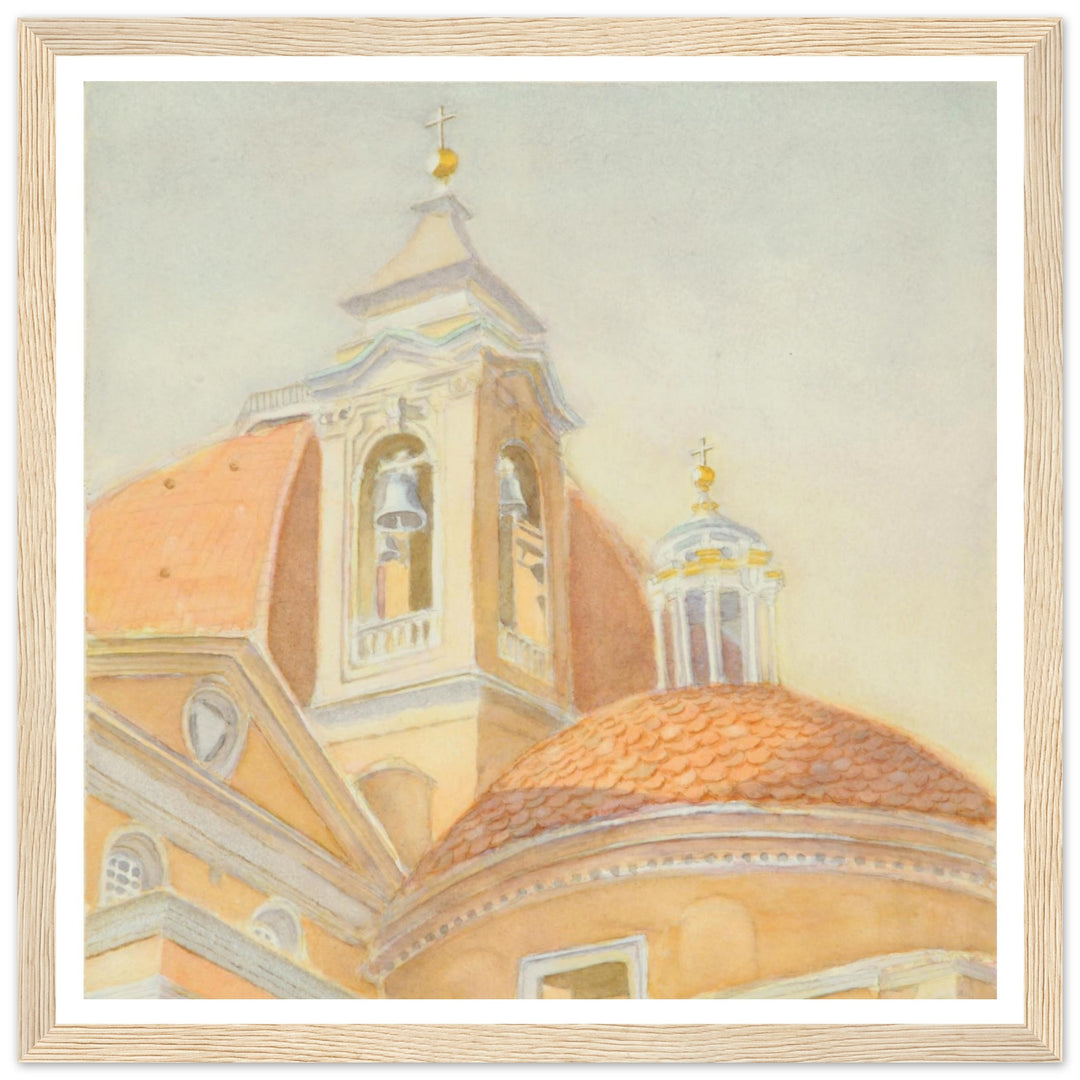 Bell Tower of San Lorenzo Majestic Tuscan Watercolor Art Print by Veronique Semple - Watercolor wall art print