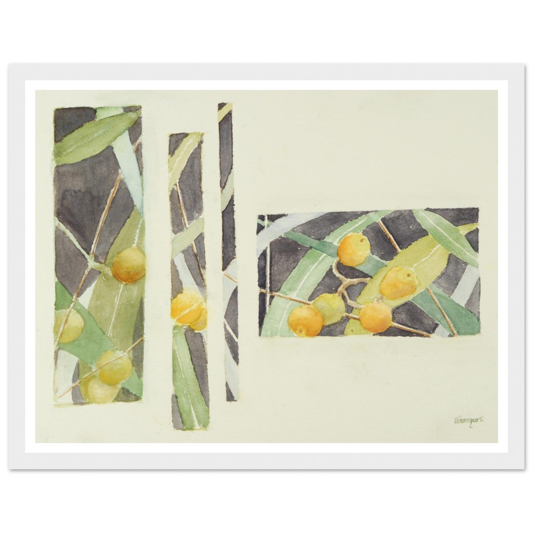Radiant Harmony in Watercolor: Nature's Abstract Composition by Veronique Semple - Watercolor wall art print
