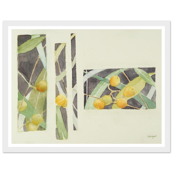 Radiant Harmony in Watercolor: Nature's Abstract Composition by Veronique Semple - Watercolor wall art print