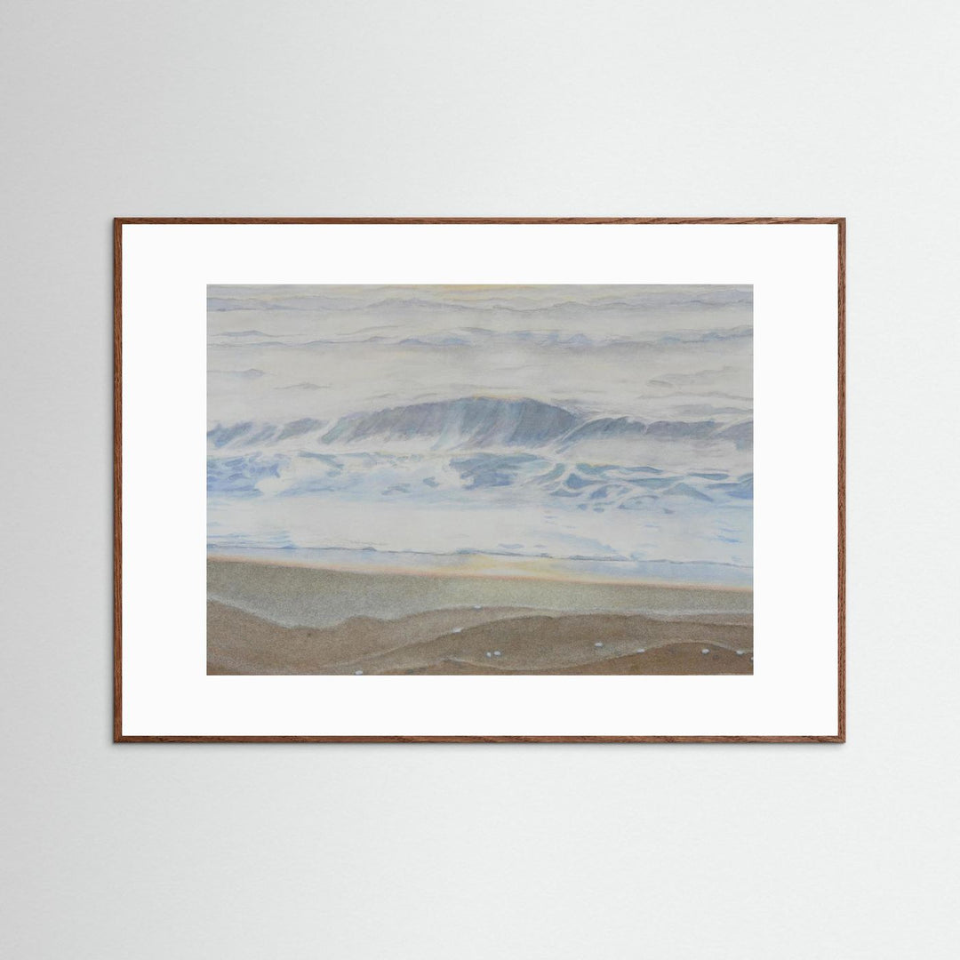 "February" Serene Coastal Watercolor Art Print -  Custom Framed Options
