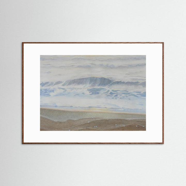 "February" Serene Coastal Watercolor Art Print -  Custom Framed Options